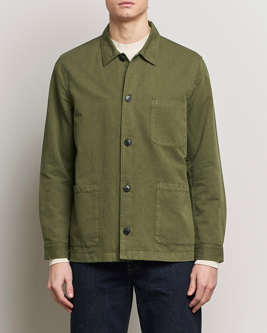 Herren | Overshirts | Sunspel | Twin Pocket Cotton/Linen Jacket Khaki