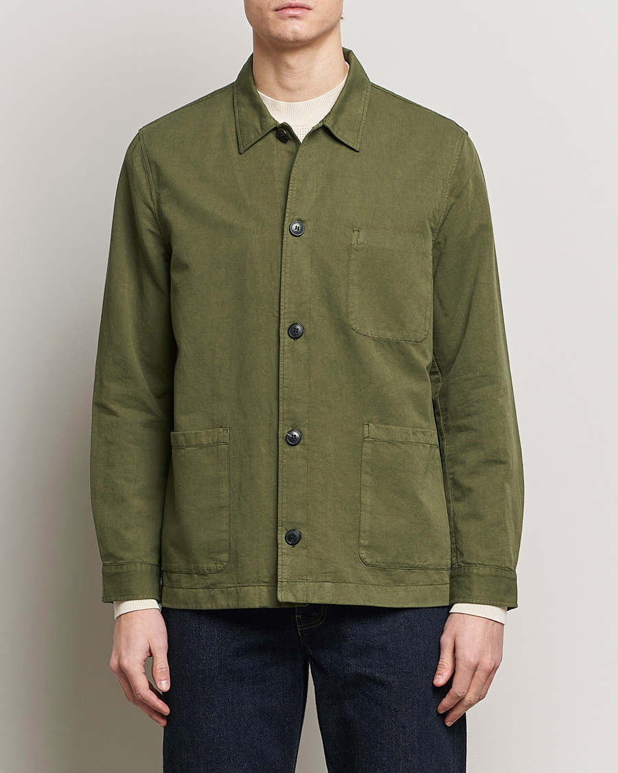 Herren | Hemdjacke | Sunspel | Twin Pocket Cotton/Linen Jacket Khaki