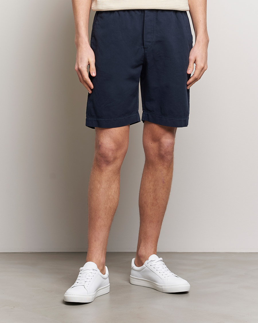 Herren | Sunspel | Sunspel | Cotton/Linen Drawstring Shorts Navy