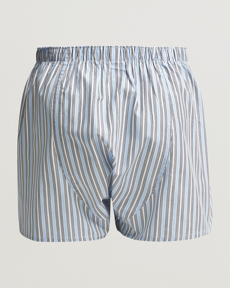 Herren | Wardrobe basics | Sunspel | Woven Cotton Boxers Blue Mix Stripe