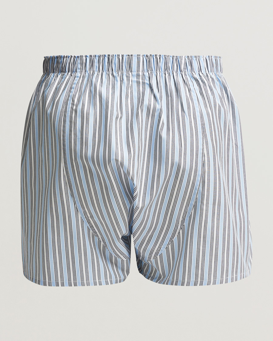 Herren | Sunspel | Sunspel | Woven Cotton Boxers Blue Mix Stripe