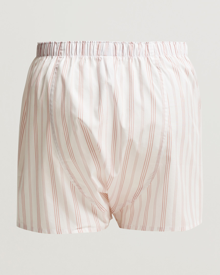 Herren |  | Sunspel | Woven Cotton Boxers Pale Pink Stripe