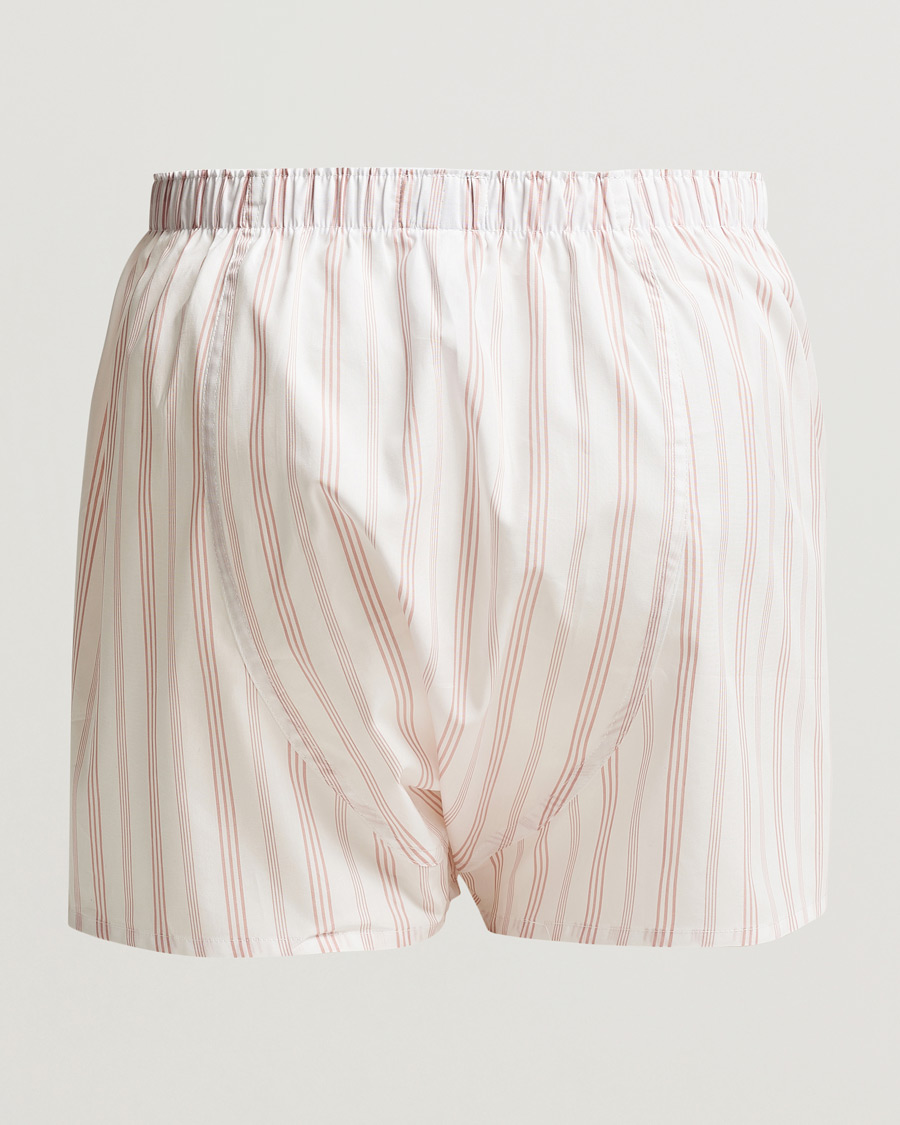 Herren | Unterwäsche | Sunspel | Classic Woven Cotton Boxer Shorts Pale Pink Stripe