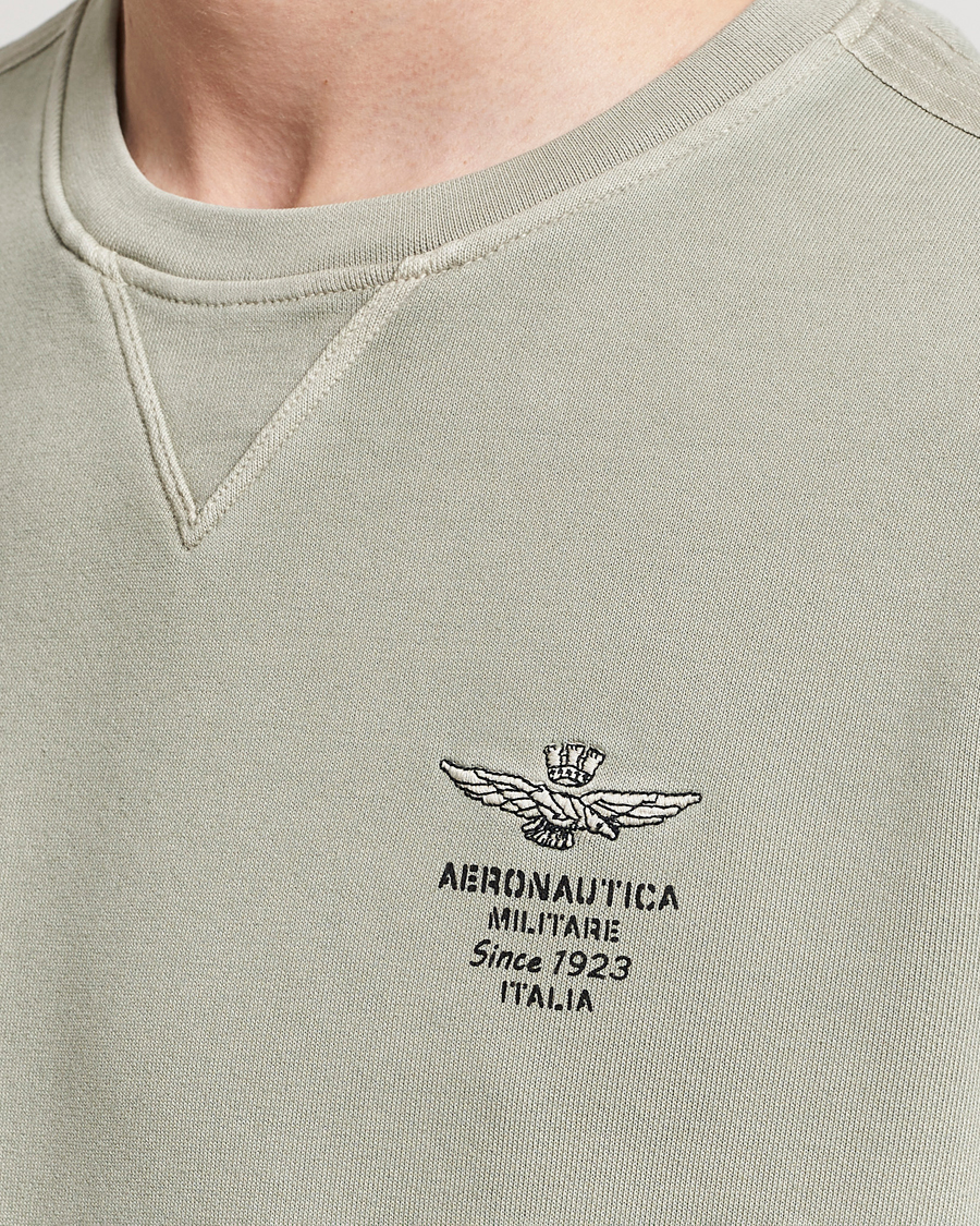 Herren | Pullover | Aeronautica Militare | Washed Crew Neck Sweatshirt Sage Green