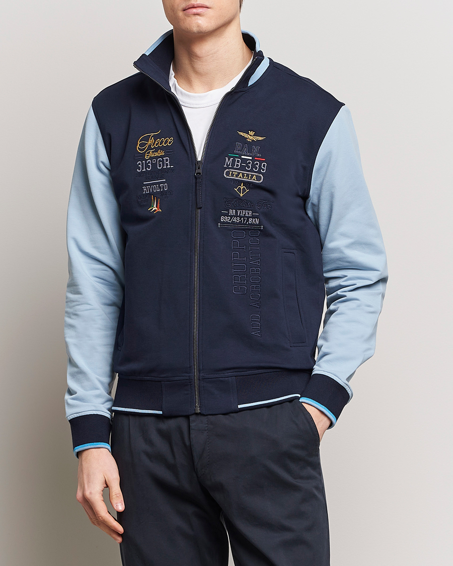 Herr |  | Aeronautica Militare | Full Zip Sweater Navy/Glacier Blue