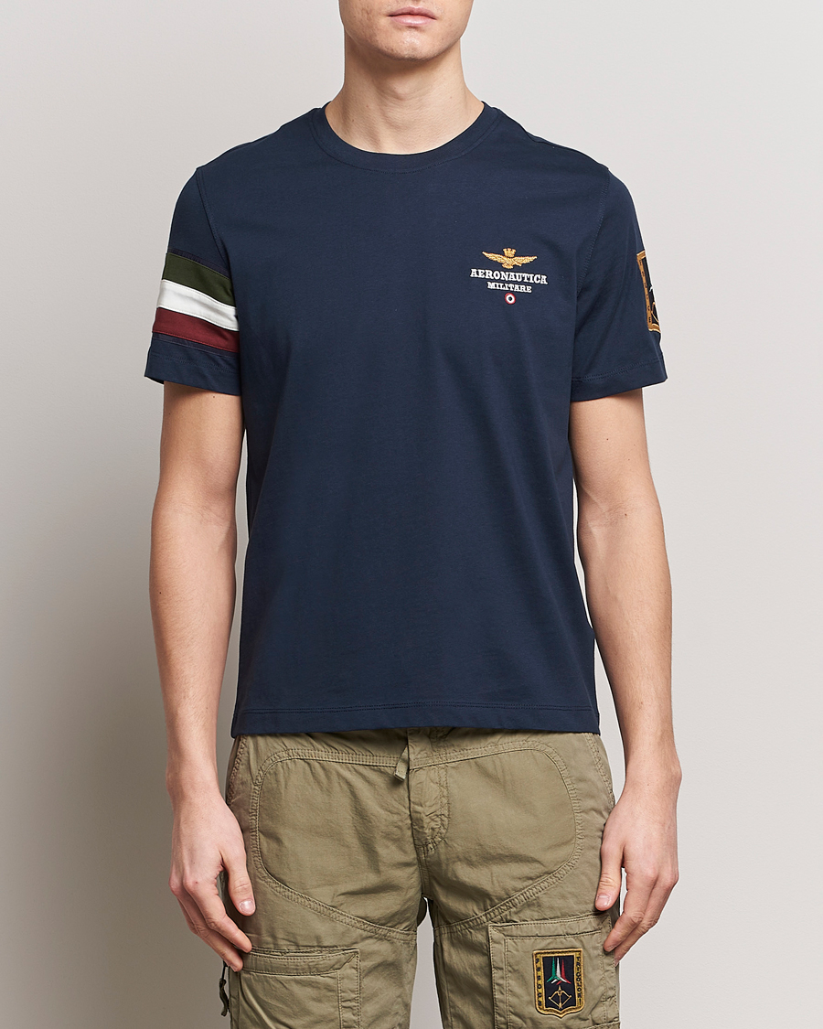 Herren | Kurzarm T-Shirt | Aeronautica Militare | Tricolori Crew Neck T-Shirt Navy