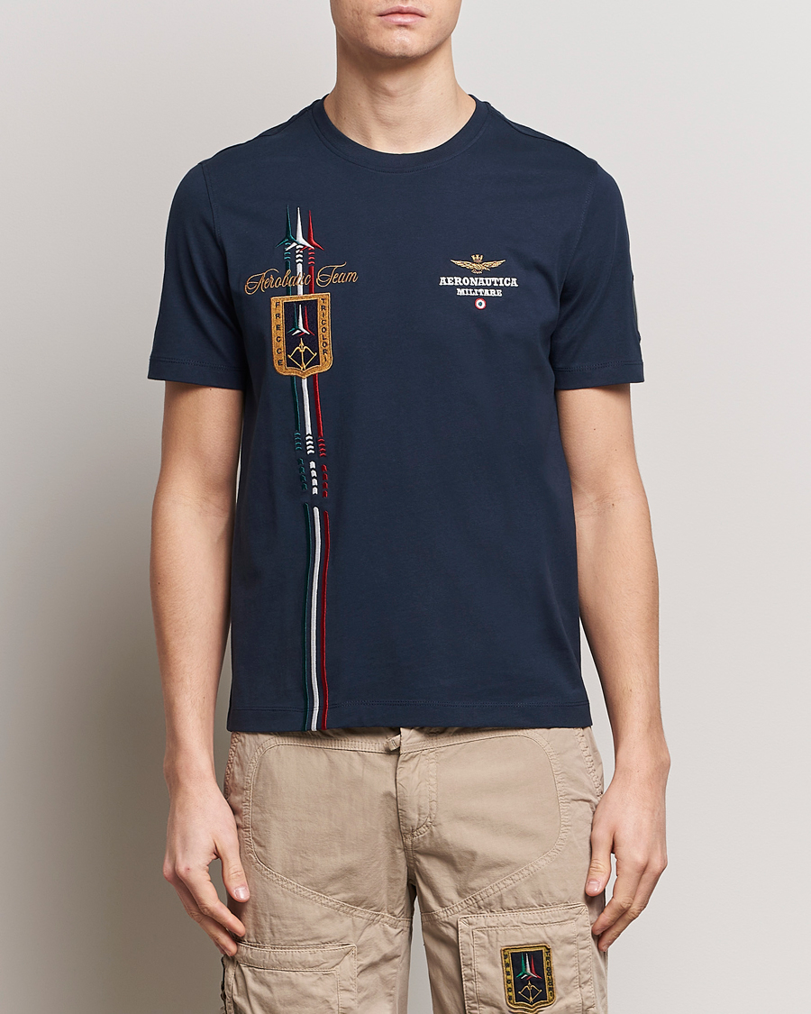 Herren | T-Shirts | Aeronautica Militare | Tricolori Crew Neck T-Shirt Navy