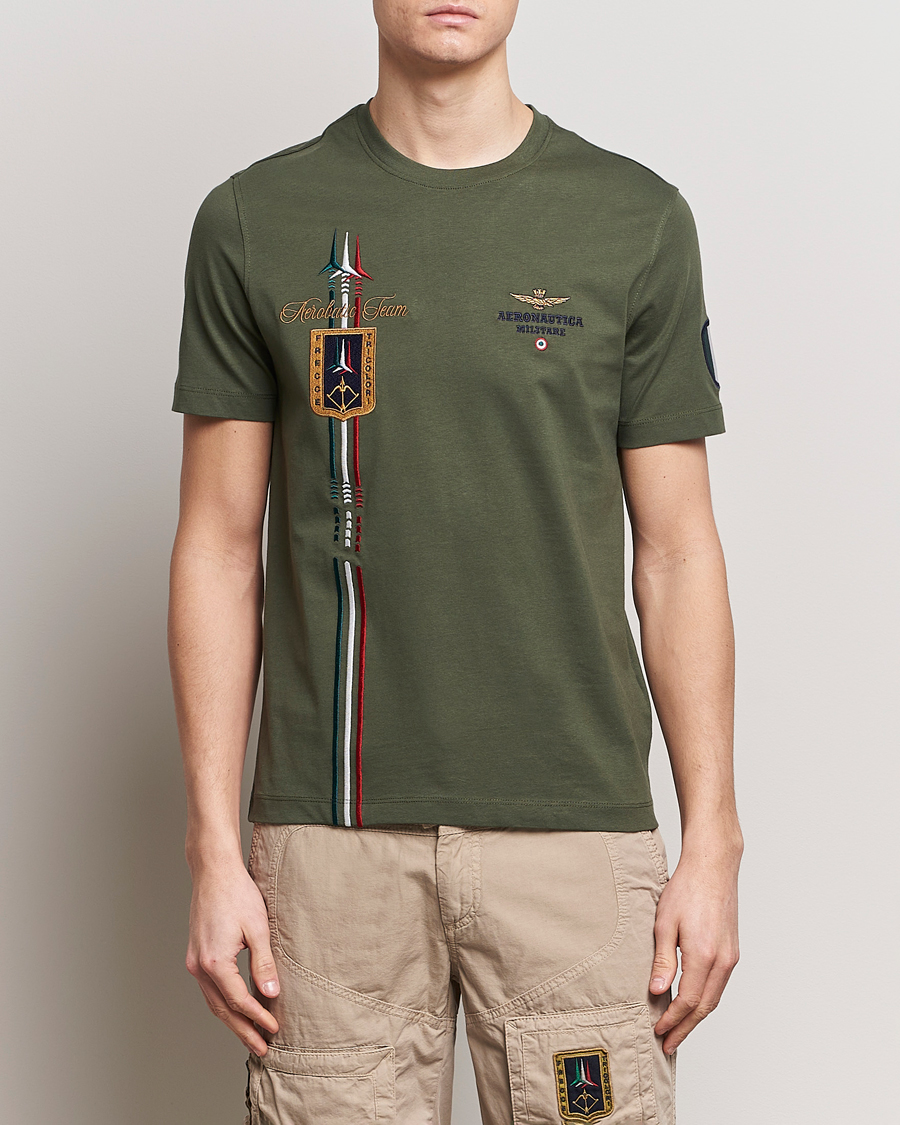Herren | Treue-Rabatt für Stammkunden | Aeronautica Militare | Tricolori Crew Neck T-Shirt Verde Green