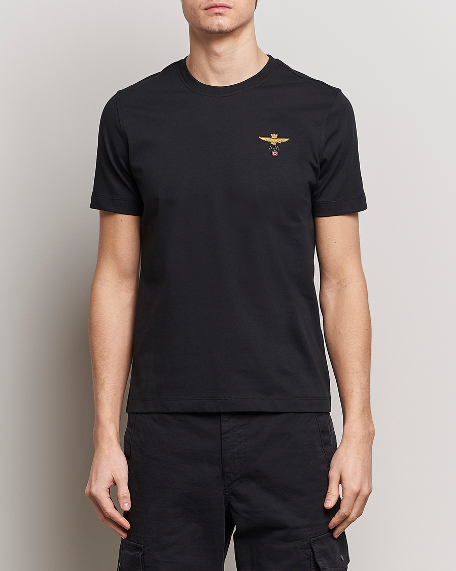 Herr | Aeronautica Militare | Aeronautica Militare | TS1580 Crew Neck T-Shirt Jet Black