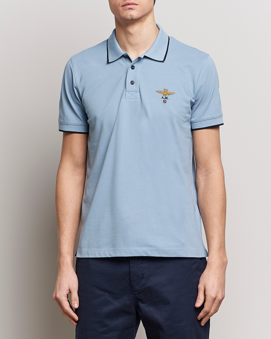 Herren | Kleidung | Aeronautica Militare | Garment Dyed Cotton Polo Glacier Blue
