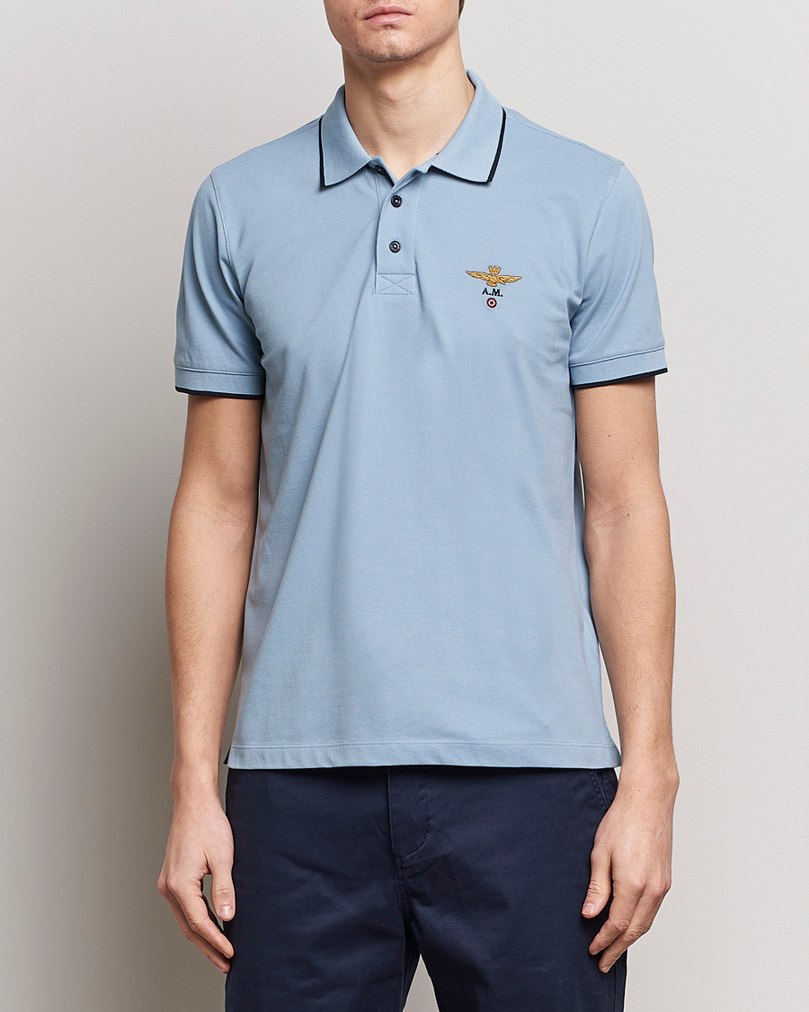 Herren | Aeronautica Militare | Aeronautica Militare | Garment Dyed Cotton Polo Glacier Blue