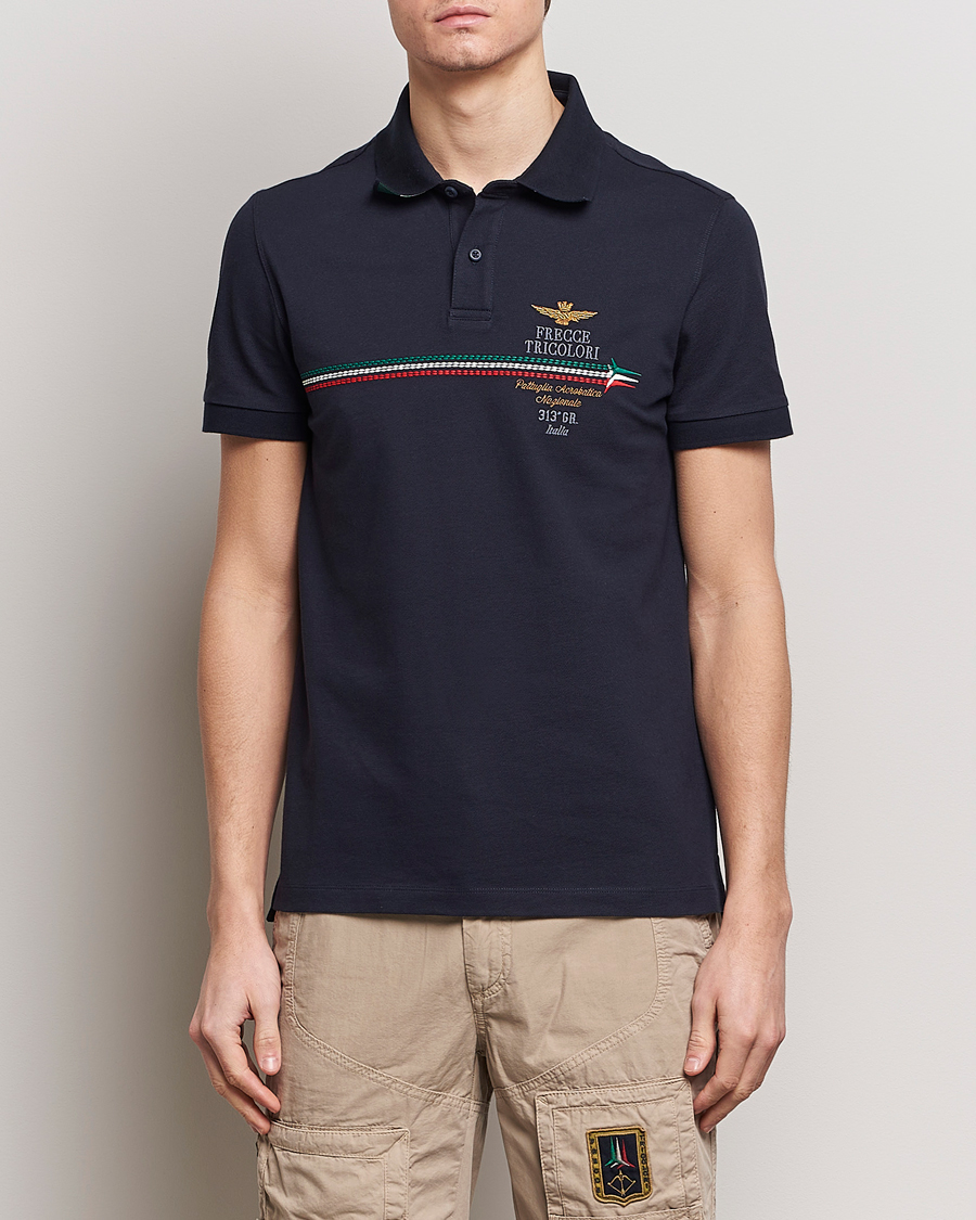 Herren | Kurzarm-Poloshirts | Aeronautica Militare | Contrast Collar Polo Navy