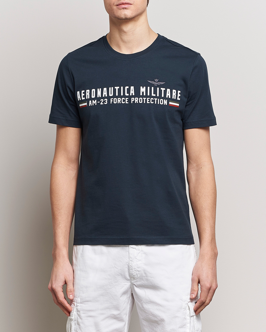 Herren | Treue-Rabatt für Stammkunden | Aeronautica Militare | Logo Crew Neck T-Shirt Navy