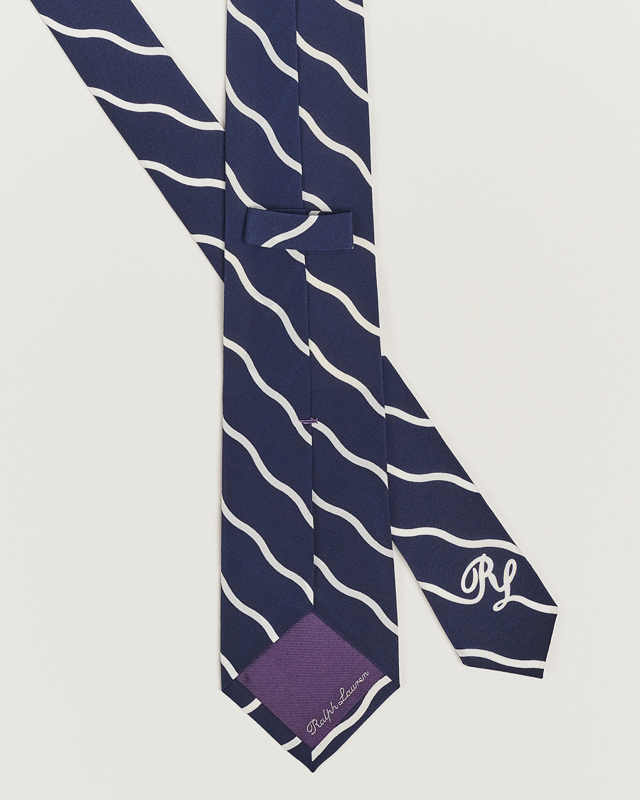 Herren |  | Ralph Lauren Purple Label | Striped Silk Tie Navy/White