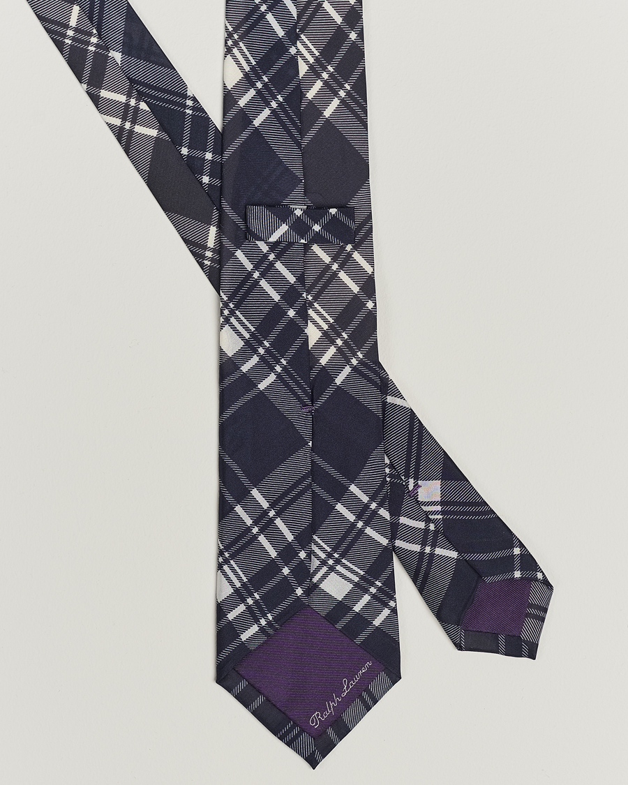Herren |  | Ralph Lauren Purple Label | Monocolor Plaid Silk Tie Navy