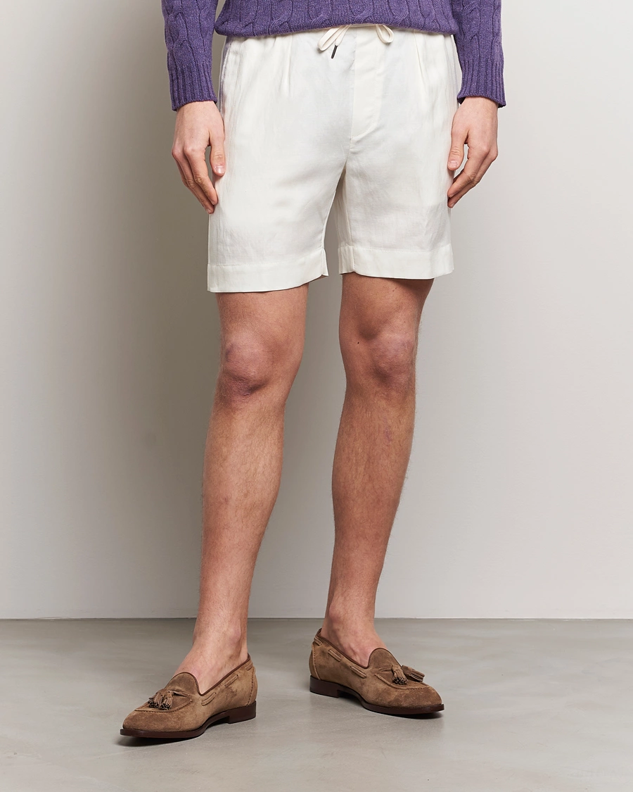 Herren | Kleidung | Ralph Lauren Purple Label | Linen/Silk Drawstring Shorts White
