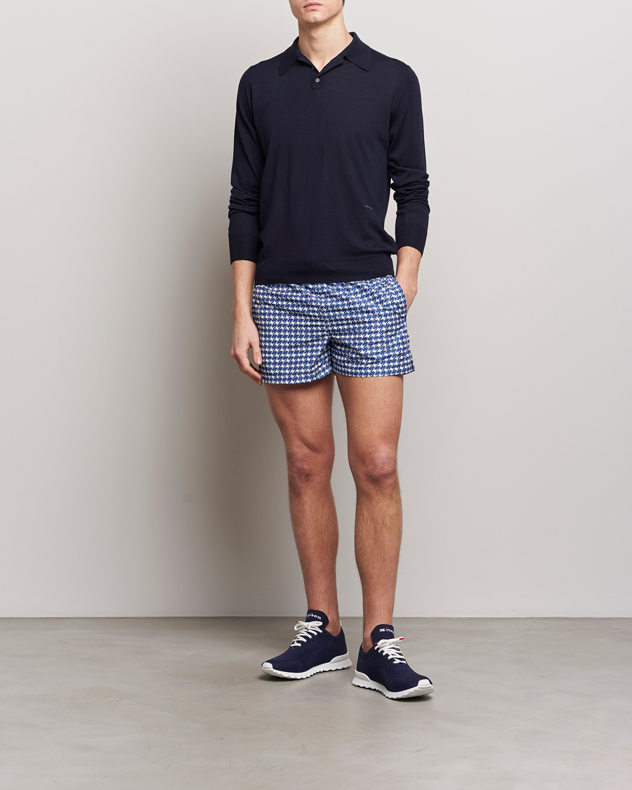 Herren | Badehosen | Kiton | Printed Nylon Swim Shorts Navy