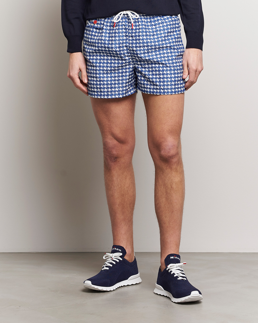 Herren | Badehosen | Kiton | Printed Nylon Swim Shorts Navy