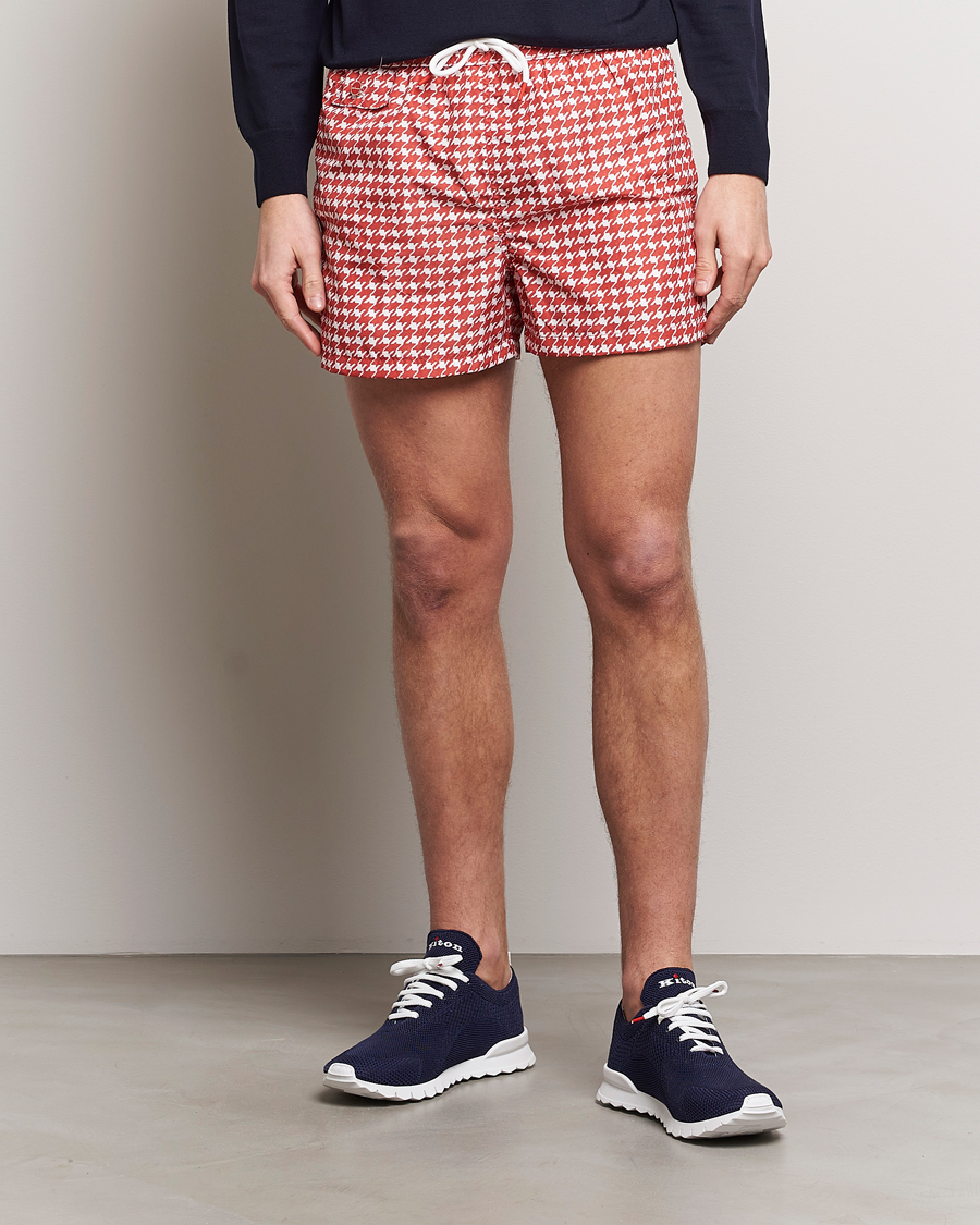 Herren | Badehosen | Kiton | Printed Nylon Swim Shorts Red