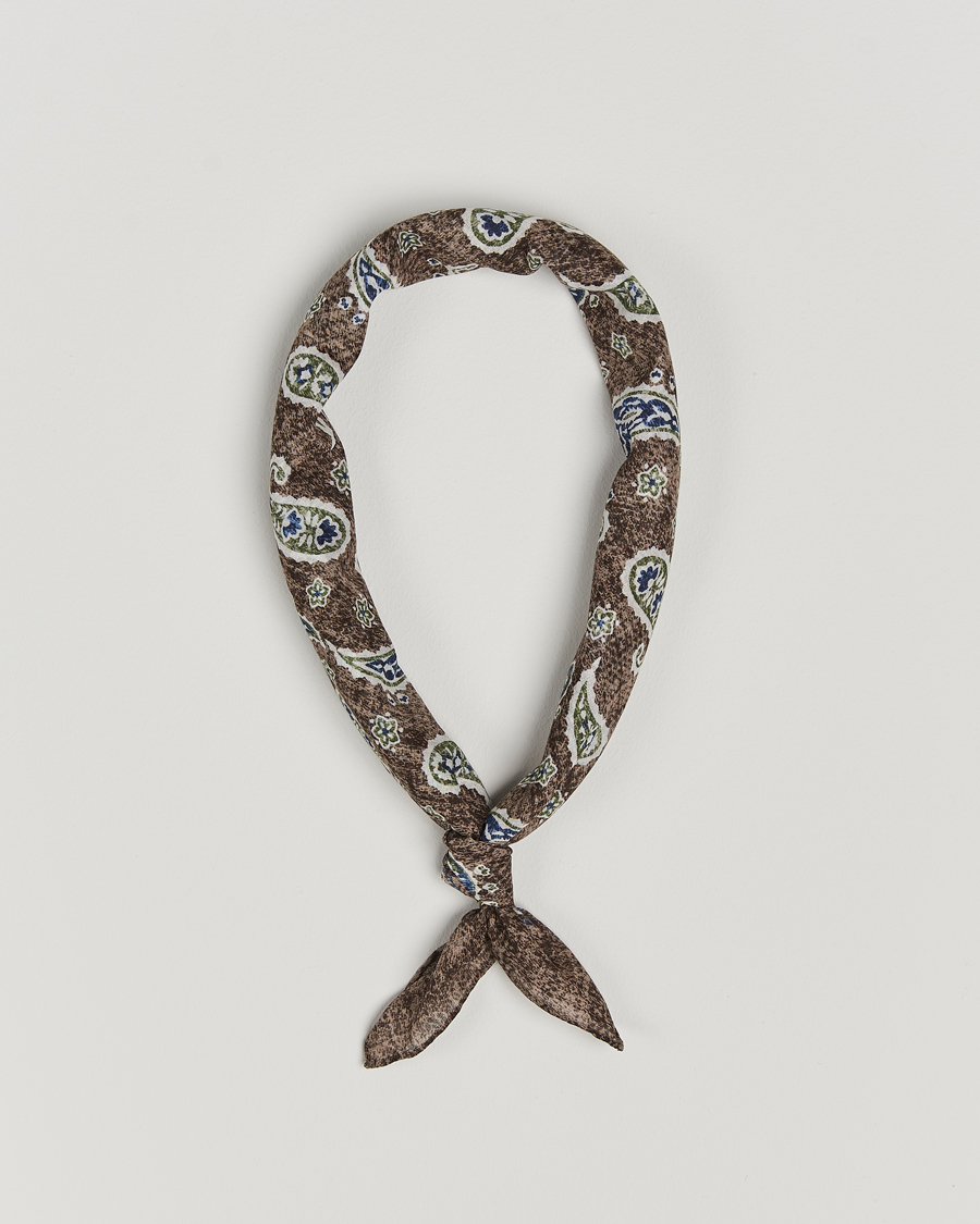 Herren | Amanda Christensen Cotton Voilé Printed Paisley Bandana Brown | Amanda Christensen | Cotton Voilé Printed Paisley Bandana Brown