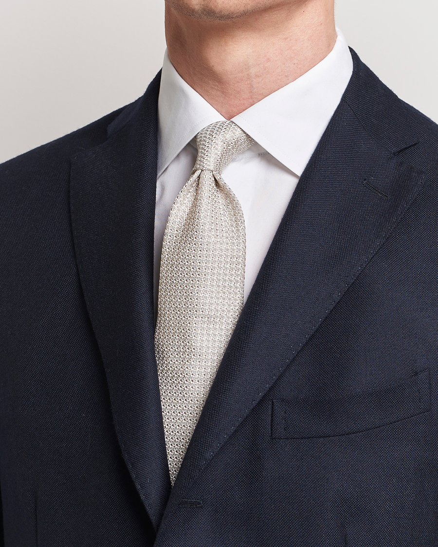 Herren | Krawatten | Amanda Christensen | Silk Grenadine 8 cm Tie Beige