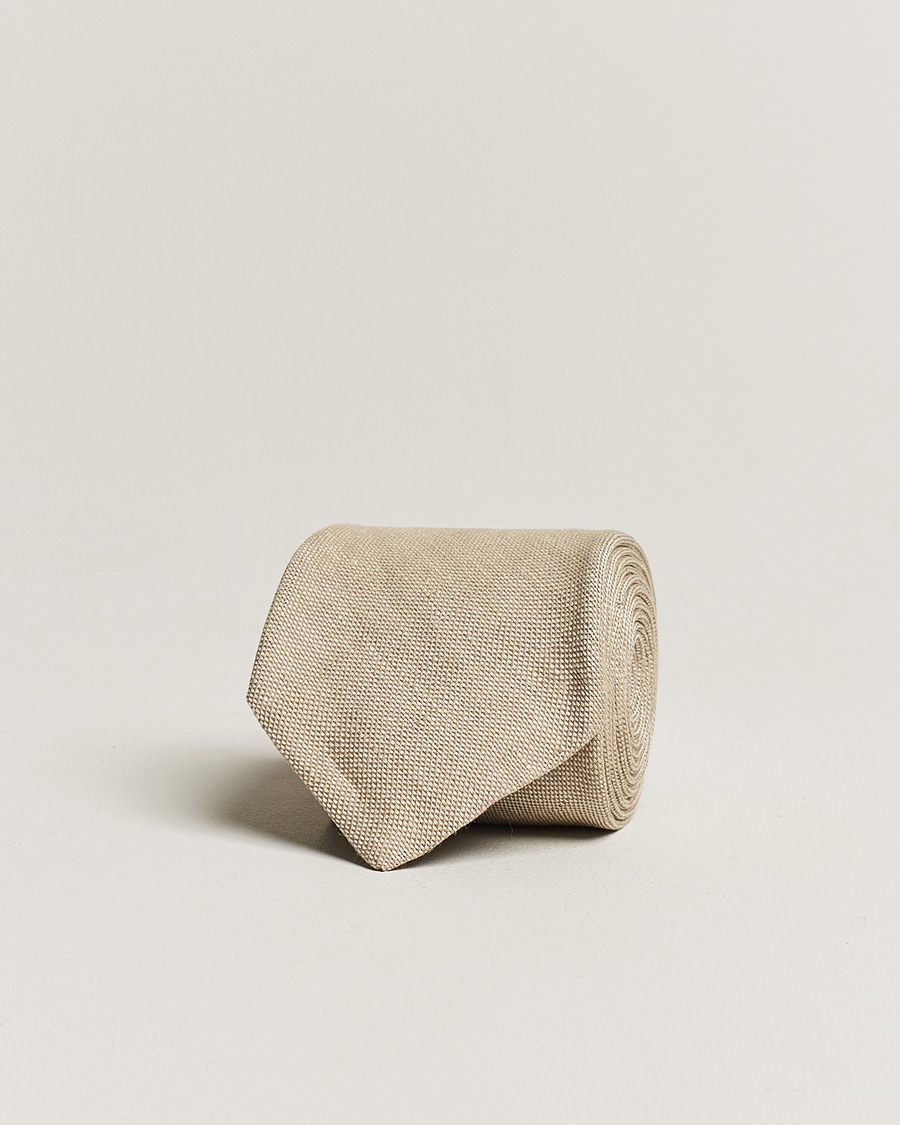 Herren | Krawatten | Amanda Christensen | Hopsack Linen 8cm Tie Sand