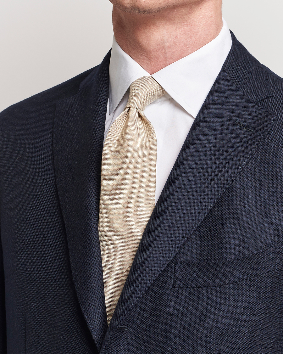 Herren | Business & Beyond | Amanda Christensen | Hopsack Linen 8cm Tie Sand