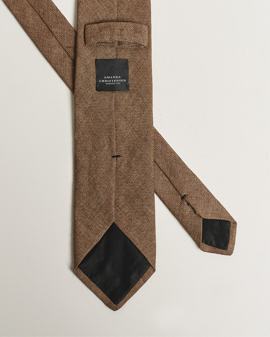 Herren | Krawatten | Amanda Christensen | Amanda ChristensenHopsack Linen 8cm TieBrown