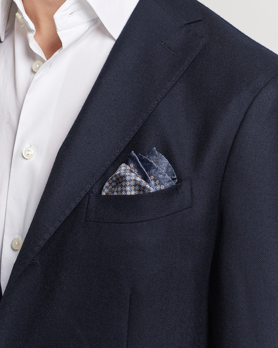 Herre | Lommeklude | Amanda Christensen | Silk Oxford Printed Flower Pocket Square Navy