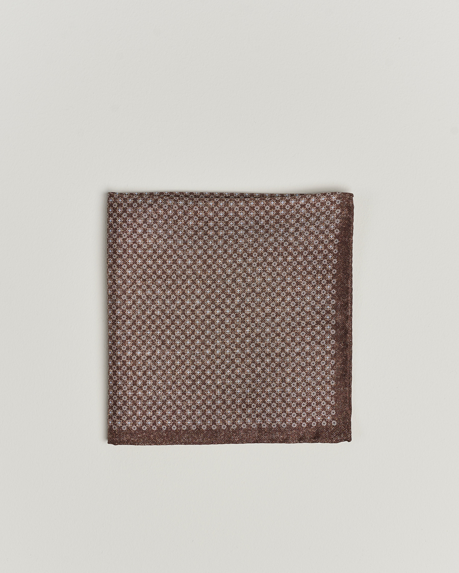 Herren | Einstecktücher | Amanda Christensen | Silk Oxford Printed Flower Pocket Square Dark Brown