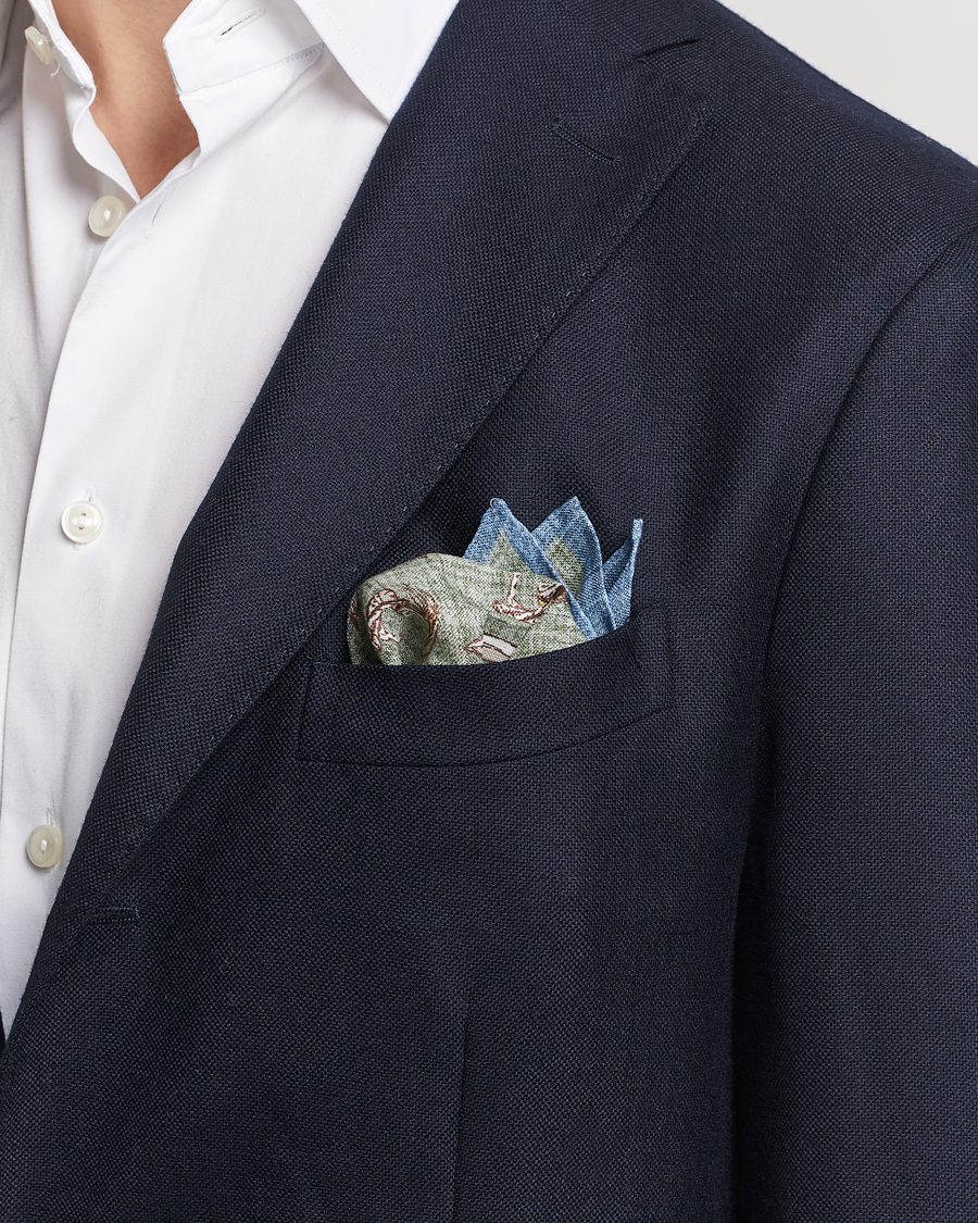 Herr |  | Amanda Christensen | Linen Printed Surfer Pocket Square Green