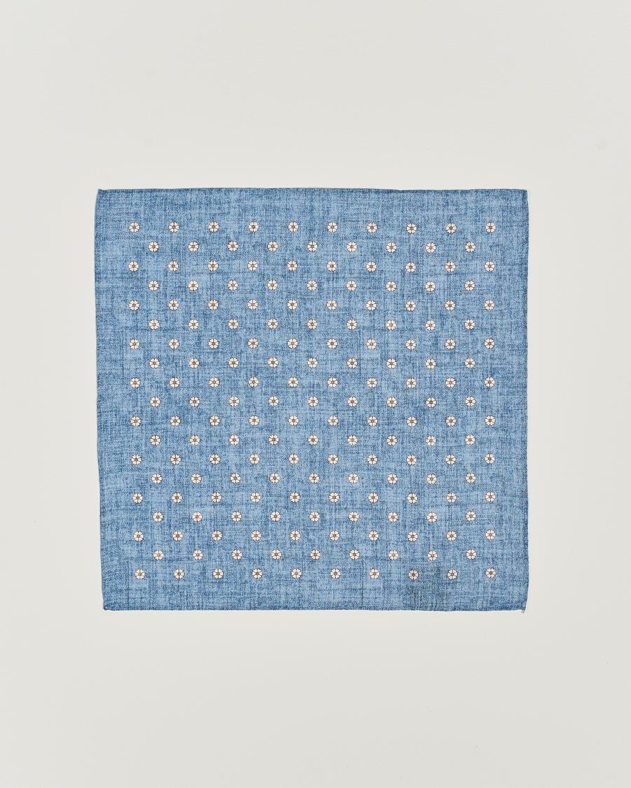 Herren | Einstecktücher | Amanda Christensen | Linen Printed Flower Pocket Square Blue