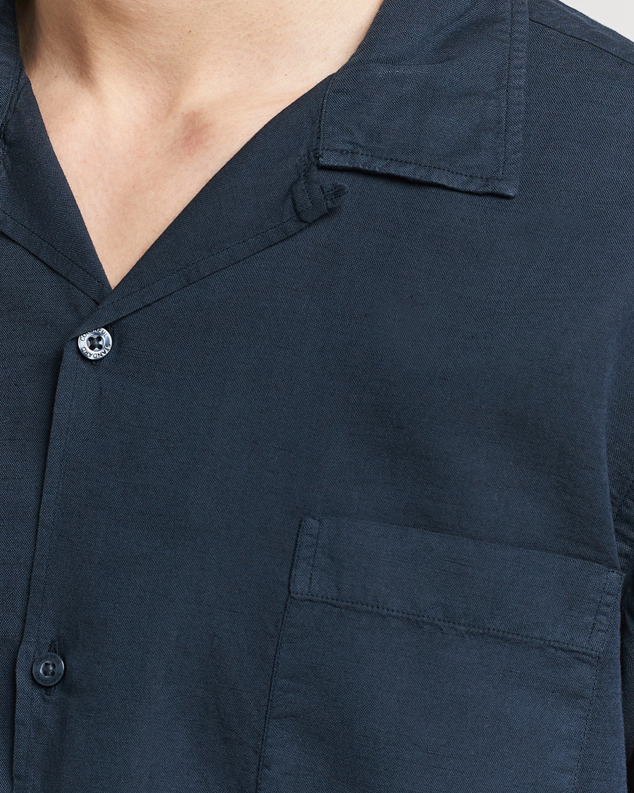 Herren | Hemden | Colorful Standard | Cotton/Linen Short Sleeve Shirt Navy Blue