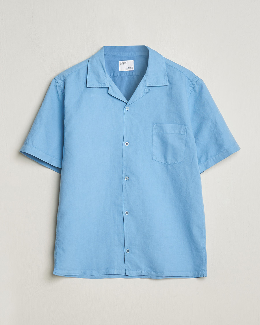 Herren | Hemden | Colorful Standard | Cotton/Linen Short Sleeve Shirt Seaside Blue