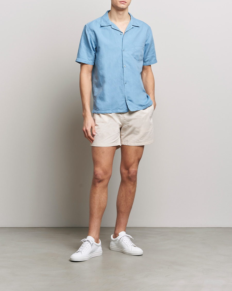 Herren | Hemden | Colorful Standard | Cotton/Linen Short Sleeve Shirt Seaside Blue