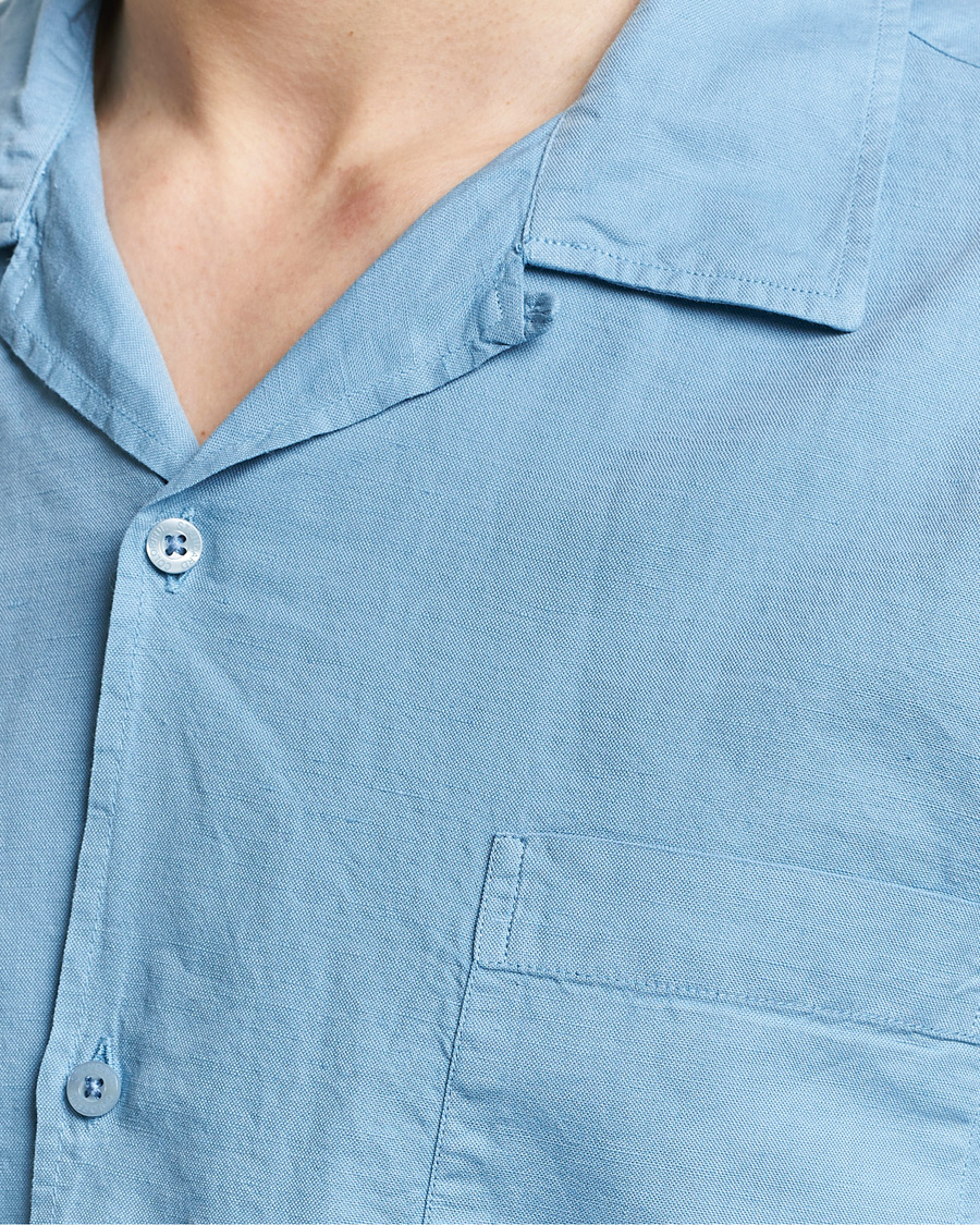 Herren | Hemden | Colorful Standard | Cotton/Linen Short Sleeve Shirt Seaside Blue