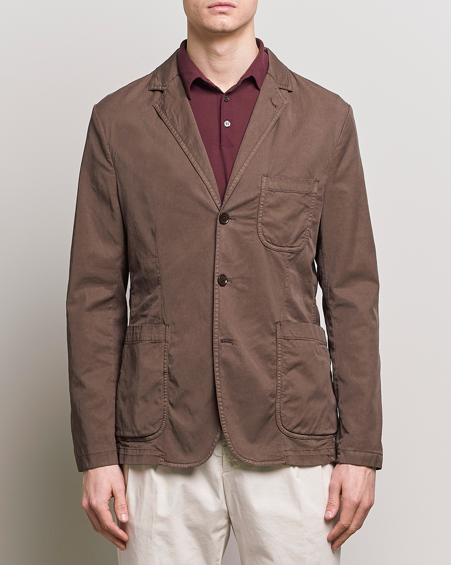 Herren | Baumwollsakko | Aspesi | Samuraki Washed Cotton Blazer Dark Brown