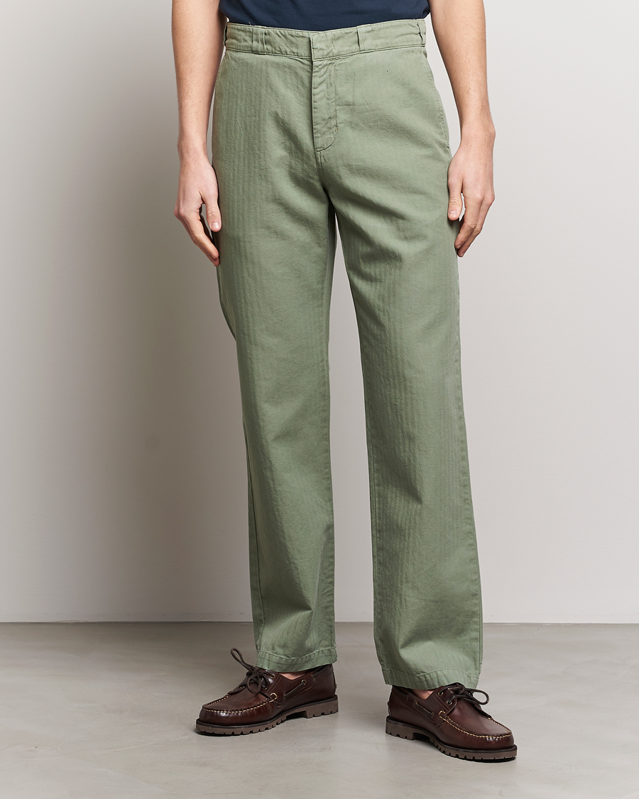 Herren |  | Aspesi | Cotton Herringbone Pants Sage