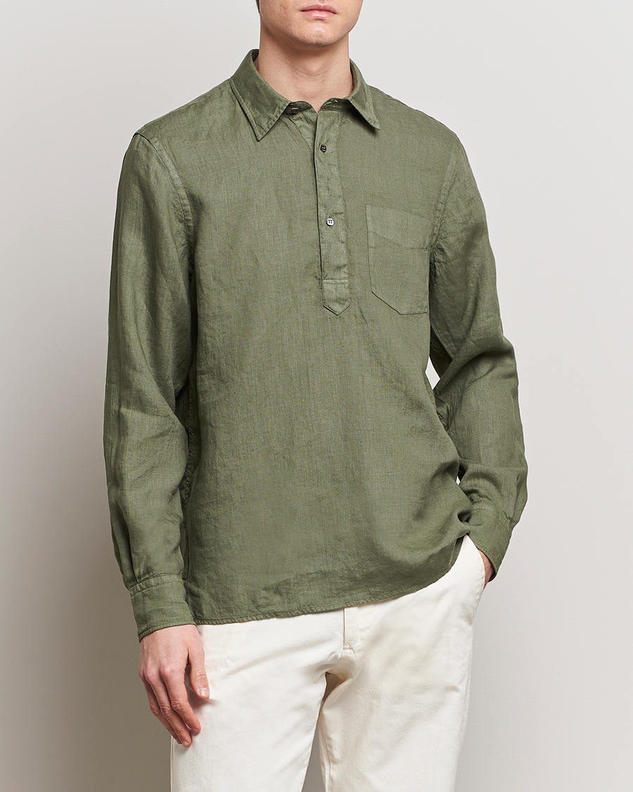 Herren | Italian Department | Aspesi | Linen Popover Shirt Military