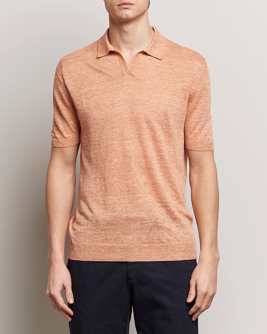 Herren | Gran Sasso | Gran Sasso | Knitted Linen Polo Orange