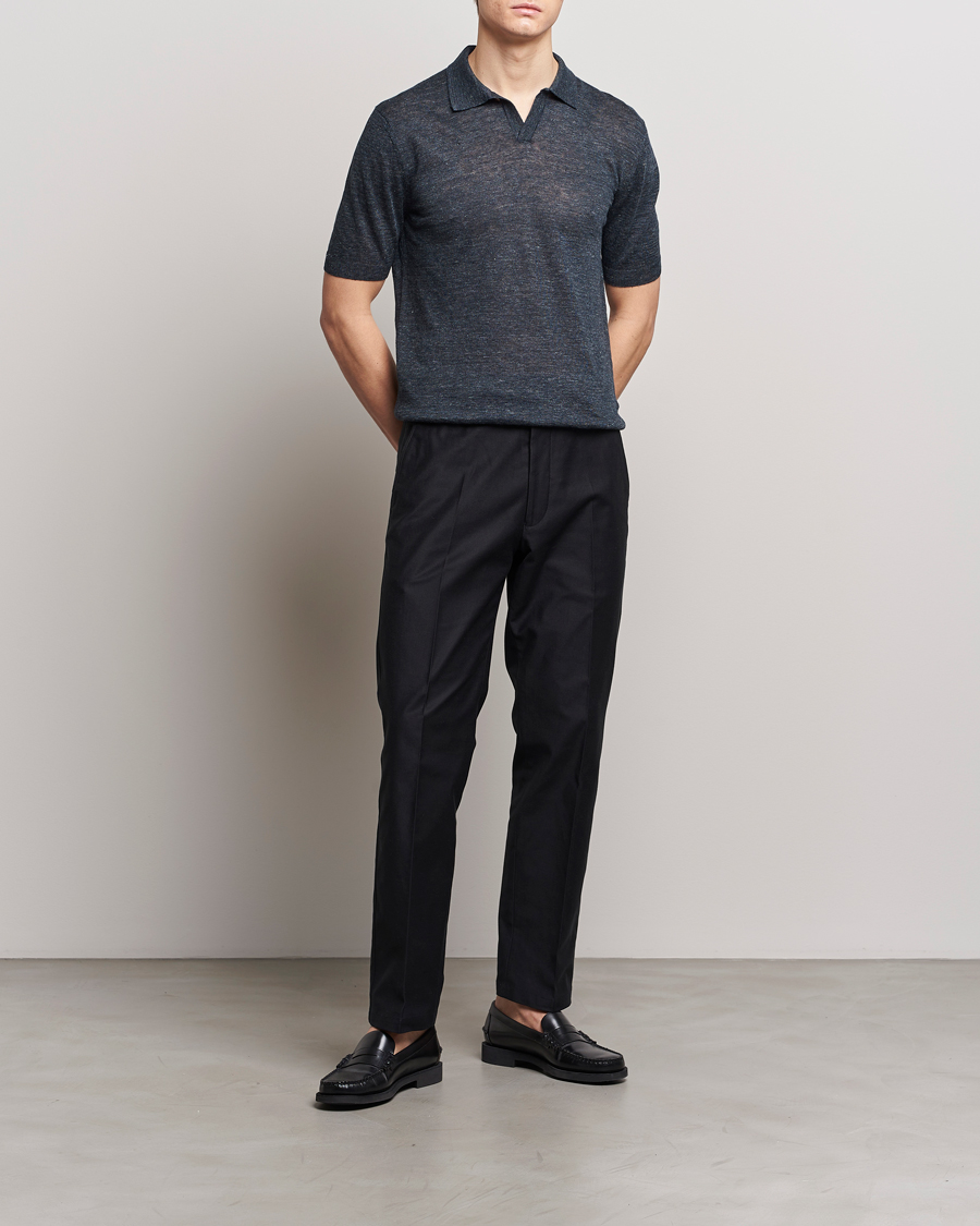 Herren | Poloshirts | Gran Sasso | Knitted Linen Polo Navy