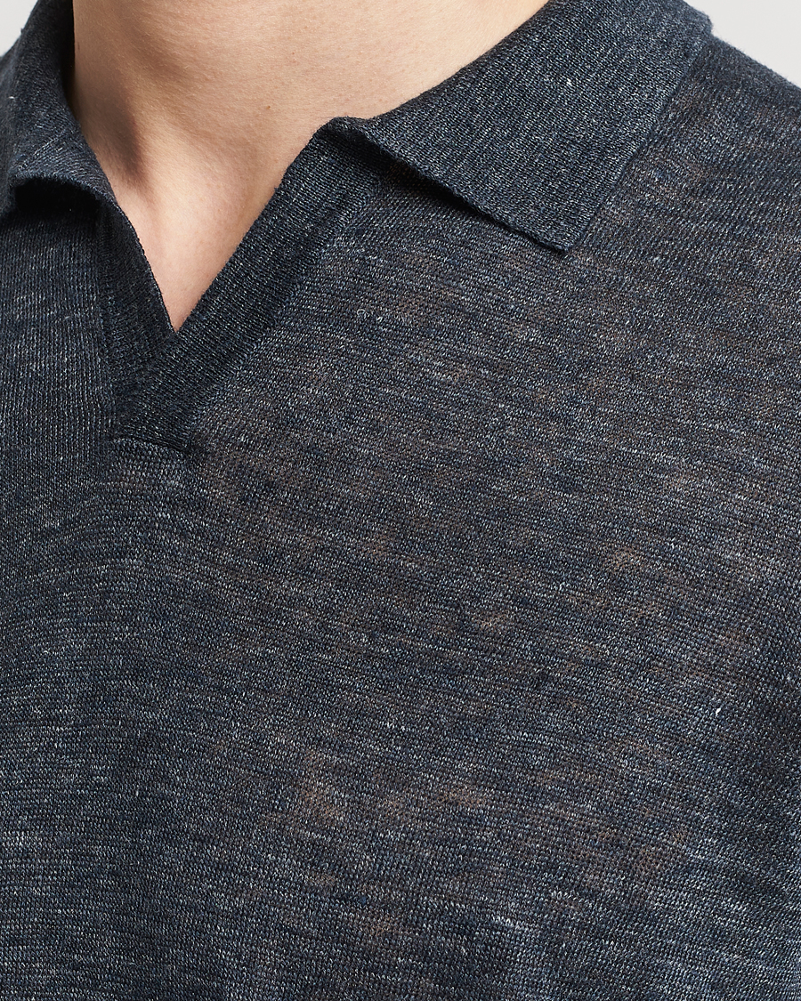 Herren | Poloshirts | Gran Sasso | Knitted Linen Polo Navy