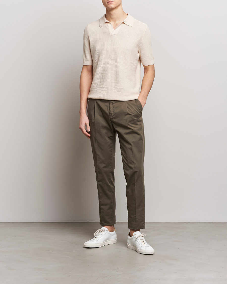 Herren | Poloshirts | Gran Sasso | Linen/Cotton Open Collar Polo Cream