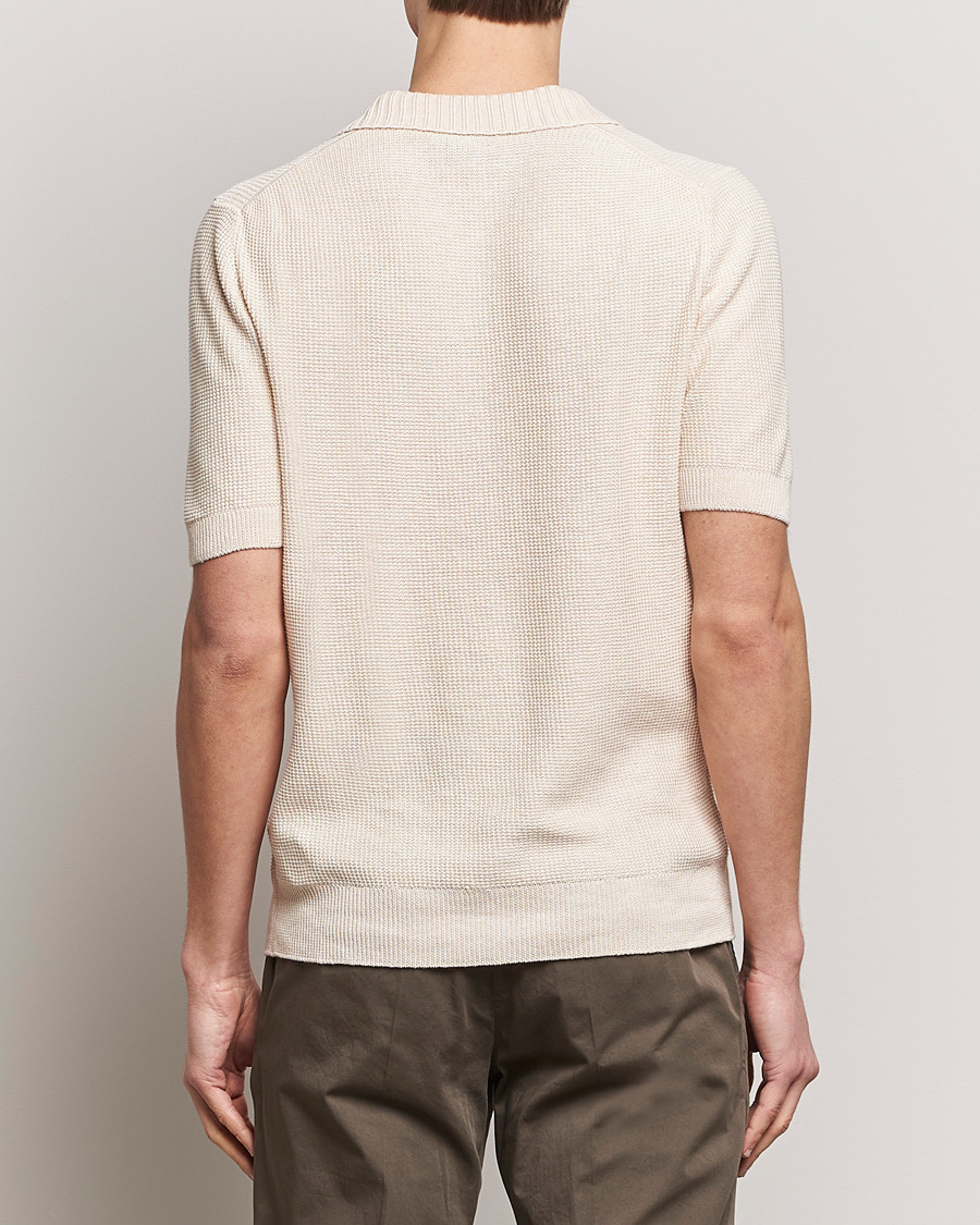 Herren | Poloshirts | Gran Sasso | Linen/Cotton Open Collar Polo Cream