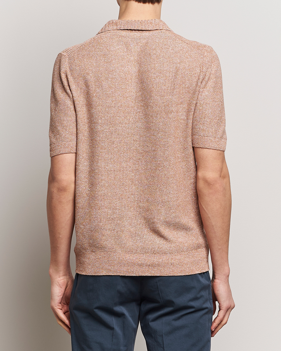 Herren | Poloshirts | Gran Sasso | Linen/Cotton Open Collar Polo Rust Melange