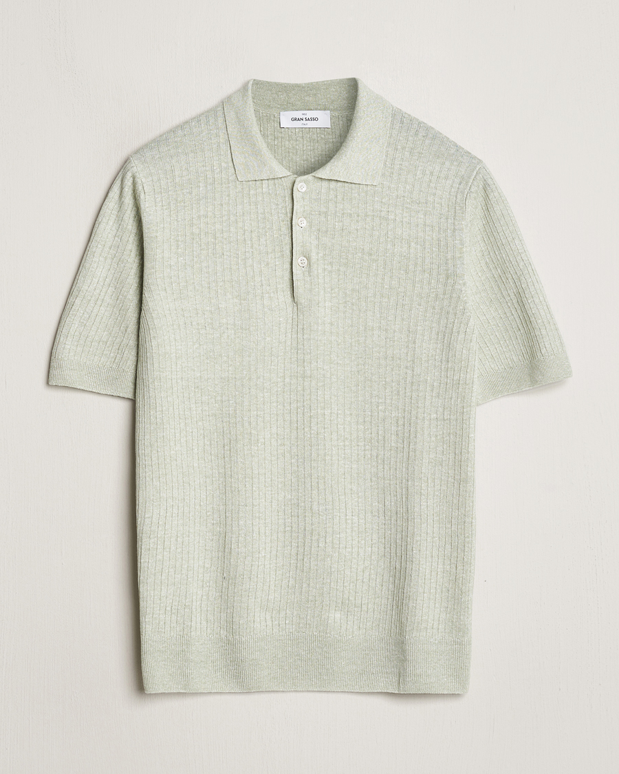 Herren | Poloshirts | Gran Sasso | Linen/Cotton Structured Polo Light Green
