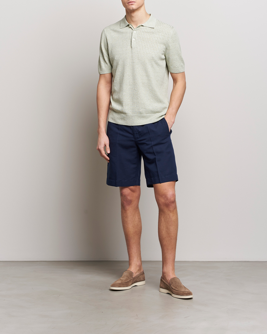 Herren | Poloshirts | Gran Sasso | Linen/Cotton Structured Polo Light Green