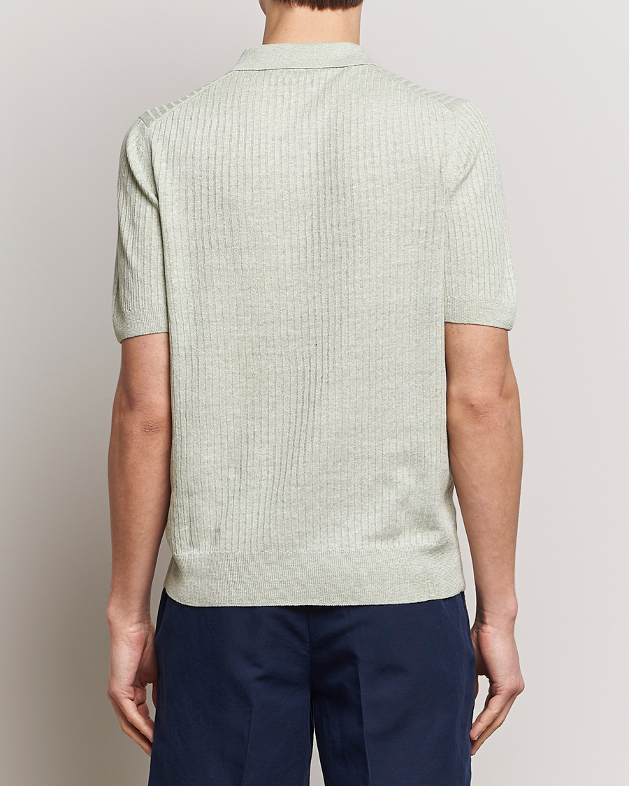 Herren | Poloshirts | Gran Sasso | Linen/Cotton Structured Polo Light Green