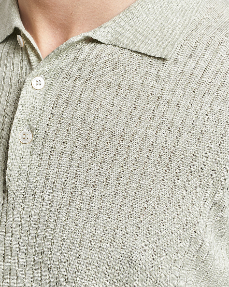 Herren | Poloshirts | Gran Sasso | Linen/Cotton Structured Polo Light Green