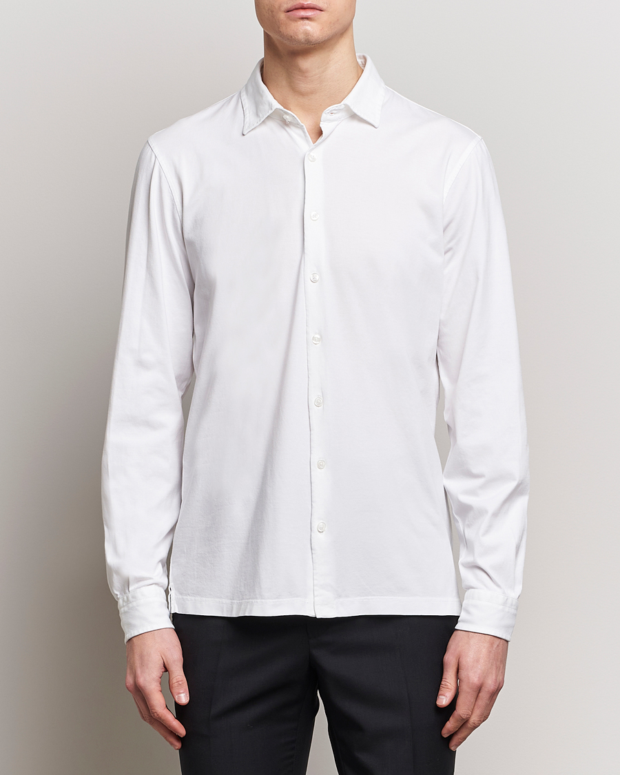 Herr | Casual | Gran Sasso | Washed Cotton Jersey Shirt White